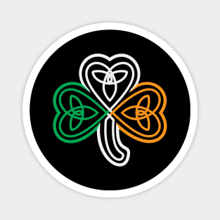Ireland Flag Over a Celtic Knot Shamrock Magnet